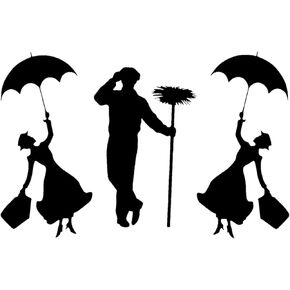 Flying Nanny Silhouette Waterproof Decal - Car Bumper Sticker - Light Switch Sticker - Wall Decal (9cm x 8cm, Red)
