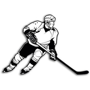 Ice Hockey Player Shaped Sticker (Play Stick Puck Vinyl Decal (3 x 4 inch)