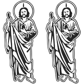 Kramer sticker's shop Saint Judas Religion Sticker, White, Vinyl, 9'' x 3.9'', for Car, Indoor Use