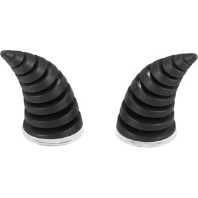 Motoforti 2pcs Threaded Bull Horn Style Roof Top Stickers Car Front Rear Bumper Decoration Anti Collision Decals Suction Cup for Car Motorcycle Helmet Black