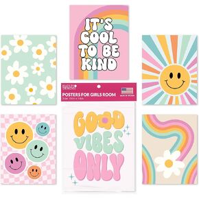 6 Retro Girls Room Wall Decor For Girls Bedroom - Groovy Wall Decor Girls Room Decor, Retro Nursery Posters For Girls Room, Retro Posters For Girls Bedroom Decor, Kids Wall Decor For Bedroom Teen Girl
