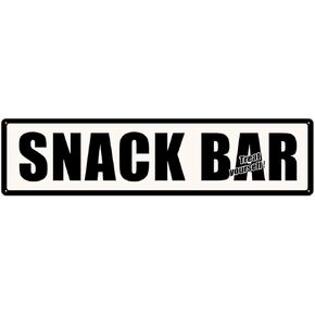 Snack Bar Treat Yourself Metal Tin Sign Vintage Art Poster Plaque Snack Bar Pub Cafe Kitchen Home Wall Decor Novelty Gift 16" x 4" Retro Street Signs Decorations (Black & White)