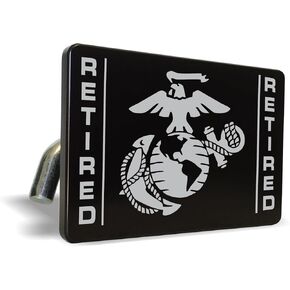 [Officially Licensed Marine Corps Product] - USMC Veteran with EGA Emblem - Premium Quality Anodized Billet Aluminum Laser Etched UV Resistant Metal Trailer/Tow Hitch Cover for 2" Receivers for Car