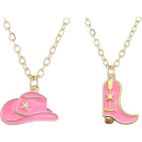 رعاة البقر التمهيد قلادة الذهب راعية البقر للنساء مطلي الطبقات قبعة الأحذية قلادة القلائد preppy تكساس سحر مورغان الساحلية ديسكو حفلة موسيقية النمط الغربي الوردي البلد فتاة المجوهرات تأثيري هدية لصبي الذكور in Kuwait