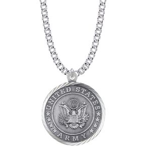 TrueFaithJewelry Sterling Silver United States Army Service Medal with Christ Cross Pendant Necklace, 3/4 Inch