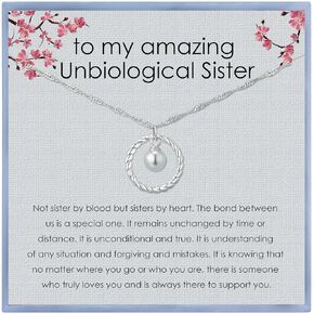 Unbiological Sister Necklace Gift Sister in Law Necklace Sterling Silver Necklace for Unbiological Sister Birthday Gifts Graduation Gifts Mother's Day Gifts Christmas Gifts