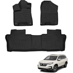 سجادات أرضية Sze لسيارة Mercedes Benz GLE 2020-2024 مجموعة بطانة مقعد الصف الأمامي والثاني ثلاثية الأبعاد تناسب جميع الأحوال الجوية مجموعة كاملة من بطانات الأرضية لملحقات Mercedes Benz GLE (مجموعة من 2)