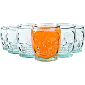 6 Pack - 15 Oz Sugar Skull Glass Tumblers - Set of 6 Creepy Drinking Cups -15 oz, Witchy Gifts, Goth Gifts For Women, Spooky Gifts - Gothic Kitchen Decor, Witchy Barware Skull Jar