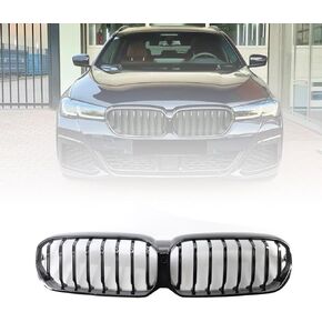 G30 Grille Front Gloss Black Single Slat Grill/Grilles Kidney Grill Replacement Compatible with 2021 2022 2023 5 Series G30 2021 2022 2023 520i 530i 540i M550i xDrive