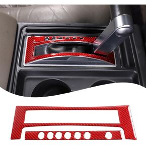 Lcojicep Gear Shift Panel Cover Trim Compatible with Hummer H2 2003-2007 Real Soft Carbon Fiber Center Control Gear Shift Anti-Scratch Panel Frame Trim Cover Protection Sticker Accessories，Red