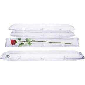 Royal Imports 50 Pack Clear Plastic Flower Box for Corsage, Boutonniere, Rose, Orchid Prom Wedding Craft Container 25x5x4