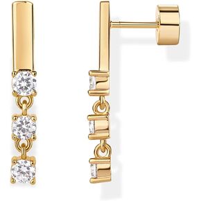 PAVOI 14K Gold Plated Sterling Silver Posts Mini Bar Drop Dangle Flatback Earrings for Women | Dainty Helix Cartilage Piercing Jewelry | Baguette Bezel Marquise Pearl Cubic Zirconia Screwback Stud Earrings