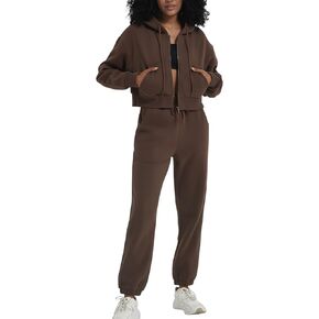 طقم Flygo Jogger للنساء مكون من قطعتين بدلة رياضية من الصوف بدلة رياضية بسحاب مع قلنسوة ومجموعة بناطيل رياضية in Kuwait