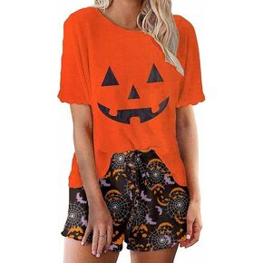 Women's Ruffle Short Sleeve Tops and Shorts Cute Holiday Pajamas Sets