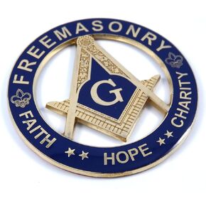 Car Chrome Decals Freemason, Faith Hope and Charity 3" Metal Emblem 3D Masonic Decal MAS4