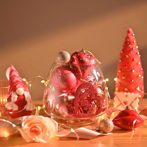 DecorbyHannah Valentines Day Tree Ornaments Decorations, 70ct Pink Red Heart Shaped Ornaments for Christmas Tree, Shatterproof Hanging Valentine's Day Decor for Wedding Anniversary Party in Saudi Arabia