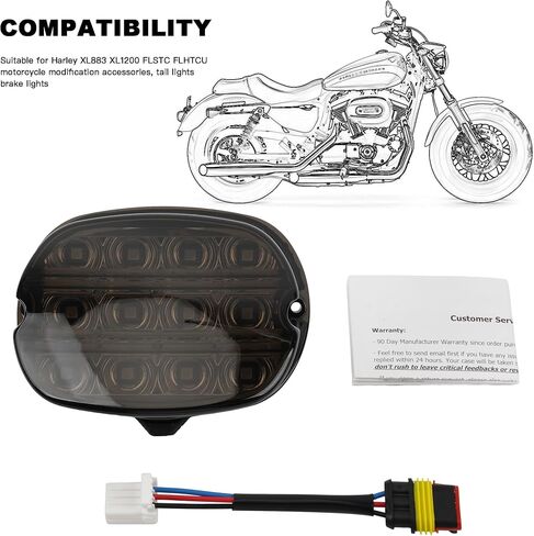 ضوء خلفي LED أسود مدخن من PowerMotor، مصابيح خلفية للفرامل القوية للدراجة النارية لـ Dyna Road King Electra Glide Street Bob Touring Davidson Parts (النوع A الخط الثالث) in Kuwait