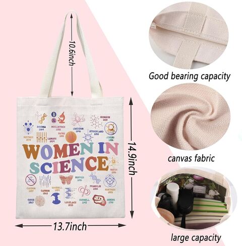 ENSIANTH Women In Science Tote Bag Feminism Gift Lab Week Gift STEM Education Gift Women Scientist Shopping Bag Lab Week Gift in Saudi Arabia