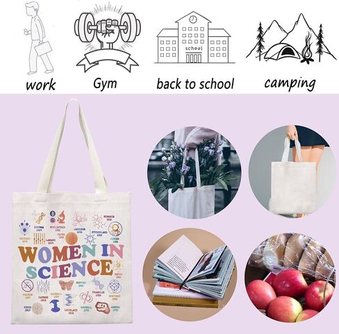 ENSIANTH Women In Science Tote Bag Feminism Gift Lab Week Gift STEM Education Gift Women Scientist Shopping Bag Lab Week Gift in Saudi Arabia