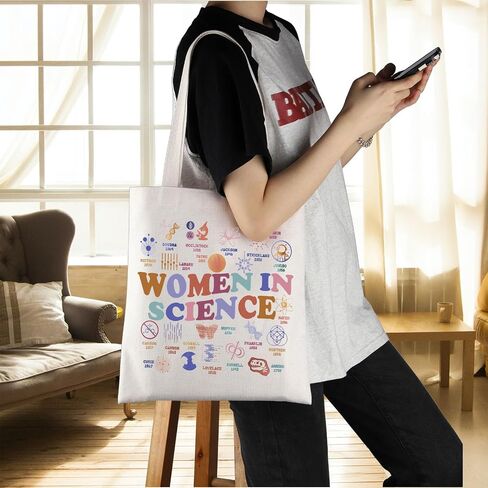 ENSIANTH Women In Science Tote Bag Feminism Gift Lab Week Gift STEM Education Gift Women Scientist Shopping Bag Lab Week Gift in Saudi Arabia