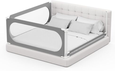 AGIMOLI Baby Bed Rail with Safety Y-Strap Extra Long Twin Full Queen King Size Infants Toddlers Guardrail with Reinforce Anchor Safety System (Grey, 75 inch (Pack of 1)) in Saudi Arabia