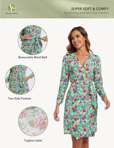 Women's Robes Soft Long Sleeve Kimono Bathrobe Maternity Robe Ladies Viscose from Bamboo Nightgown S-XXL in Saudi Arabia