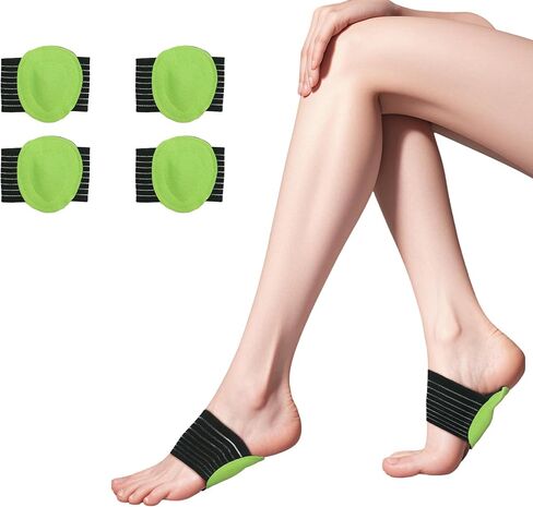 زوجان من دعامة دعم قوس القدم، دعم قوس التهاب اللفافة الأخمصية للجنسين، وسادات مشط القدم، من أجل وسادة دعم القدم ممتصة للصدمات للعناية بالتقوس (أخضر، زوجان، مقاس واحد) in Kuwait