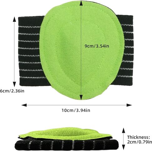 زوجان من دعامة دعم قوس القدم، دعم قوس التهاب اللفافة الأخمصية للجنسين، وسادات مشط القدم، من أجل وسادة دعم القدم ممتصة للصدمات للعناية بالتقوس (أخضر، زوجان، مقاس واحد) in Kuwait
