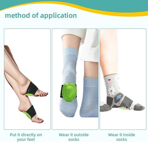 زوجان من دعامة دعم قوس القدم، دعم قوس التهاب اللفافة الأخمصية للجنسين، وسادات مشط القدم، من أجل وسادة دعم القدم ممتصة للصدمات للعناية بالتقوس (أخضر، زوجان، مقاس واحد) in Kuwait