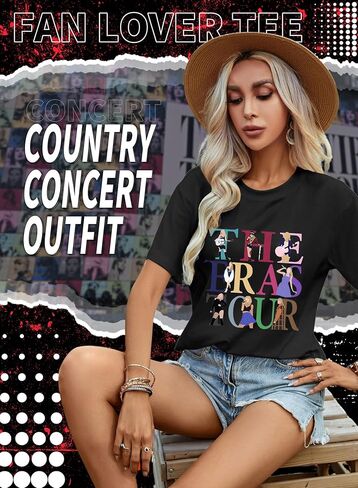 EVELUST Womens Country Concert Shirt - Cute Music Festival Graphic Tee World Tour Outfits Fan Lover Casual Letter Print Top in Kuwait