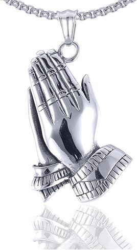 Fashion Stainless Steel Prayer of Hand Pendant Necklace,24" Link Chain in Kuwait