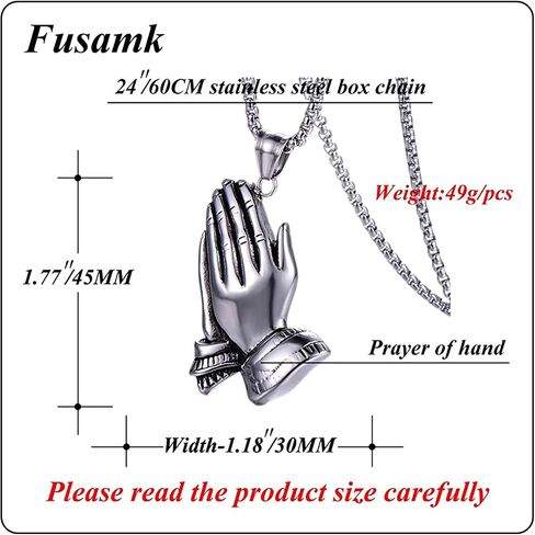 Fashion Stainless Steel Prayer of Hand Pendant Necklace,24" Link Chain in Kuwait