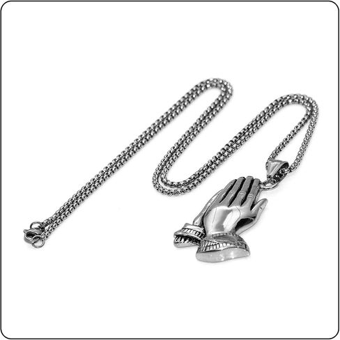 Fashion Stainless Steel Prayer of Hand Pendant Necklace,24" Link Chain in Kuwait
