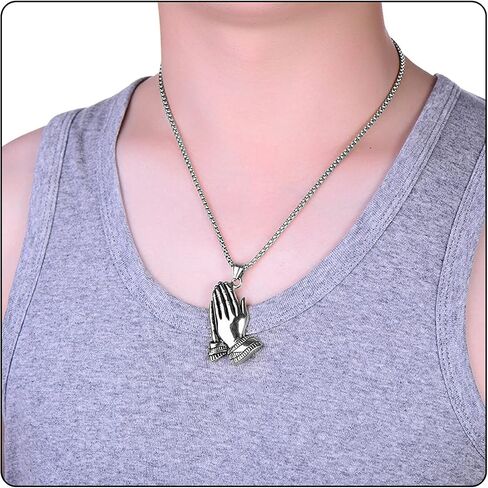 Fashion Stainless Steel Prayer of Hand Pendant Necklace,24" Link Chain in Kuwait