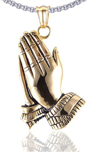 Fashion Stainless Steel Prayer of Hand Pendant Necklace,24" Link Chain in Kuwait