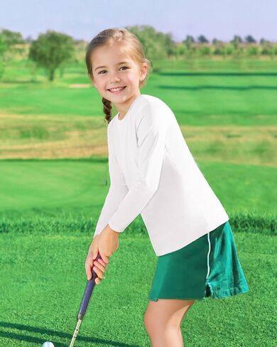 قمصان Auranso للفتيات بأكمام طويلة، 3 قطع من القمصان الرياضية سريعة الجفاف للفتيات باللون الأسود والأبيض والأحمر الوردي 9-10 سنوات in Kuwait