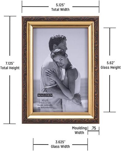 Malden International Designs Traditions Molding Wooden Picture Frame, 4x6, Gold in Saudi Arabia