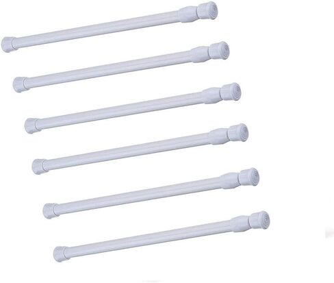Cupboard Bars Tension Rods, 6 Pack Spring Tensions Rods Steel Adjustable Tension Curtain Rod Closet Rod Window Rods (Black, 11.8-20 Inches) in Kuwait