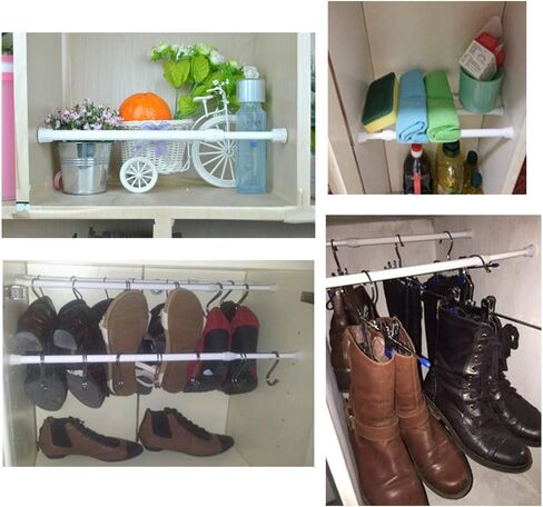 Cupboard Bars Tension Rods, 6 Pack Spring Tensions Rods Steel Adjustable Tension Curtain Rod Closet Rod Window Rods (Black, 11.8-20 Inches) in Kuwait