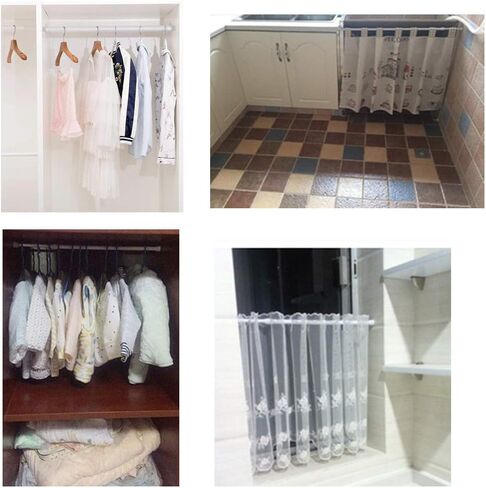 Cupboard Bars Tension Rods, 6 Pack Spring Tensions Rods Steel Adjustable Tension Curtain Rod Closet Rod Window Rods (Black, 11.8-20 Inches) in Kuwait