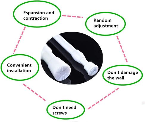 Cupboard Bars Tension Rods, 6 Pack Spring Tensions Rods Steel Adjustable Tension Curtain Rod Closet Rod Window Rods (Black, 11.8-20 Inches) in Kuwait