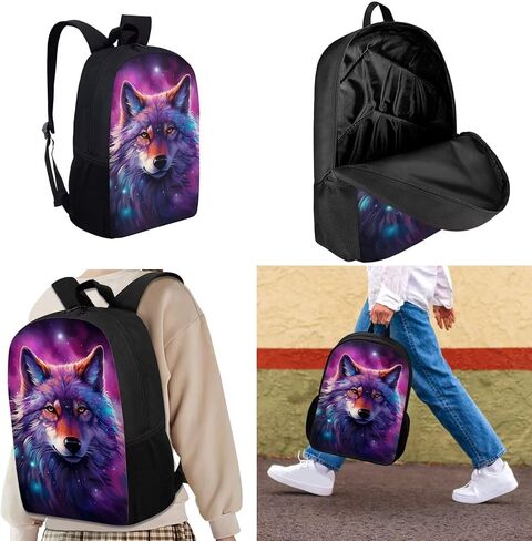Upetstory Galaxy Wolf Backpack for Girls Boys 8-10 10-12 14-16 Kids School Bag with Lunch Bag Pencil Case Water Bottle Sleeve Elementary Kindergarten Preschool Middle School Bookbag Rucksack in Saudi Arabia