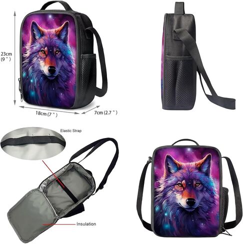 Upetstory Galaxy Wolf Backpack for Girls Boys 8-10 10-12 14-16 Kids School Bag with Lunch Bag Pencil Case Water Bottle Sleeve Elementary Kindergarten Preschool Middle School Bookbag Rucksack in Saudi Arabia