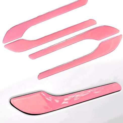 4 pcs Door Handle Covers Compatible with Model 3 and Model Y. Decoration & Protection Accessories for Tesla. (Pink) in Saudi Arabia