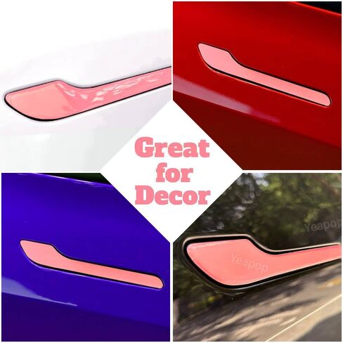 4 pcs Door Handle Covers Compatible with Model 3 and Model Y. Decoration & Protection Accessories for Tesla. (Pink) in Saudi Arabia