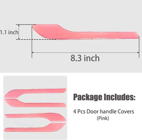 4 pcs Door Handle Covers Compatible with Model 3 and Model Y. Decoration & Protection Accessories for Tesla. (Pink) in Saudi Arabia