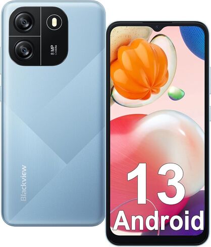 Blackview Wave 6C Unlocked Android Phones, Android 13 Smartphones, 6.52" HD+, 5100mAh 10W Fast, Octa-Core 4GB+32GB/SD 1TB Smart Phone, 8MP+5MP, 3 Card Slots, Face ID Unlock Phone, 4G Dual SIM Phone in Saudi Arabia