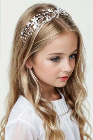 غطاء رأس Coucoland Flower Girl Fairy - قطعة شعر تاج كريستال للمناولة الأولى وعصابة رأس للتنفس للعرائس وإكسسوارات شعر الزفاف in Kuwait