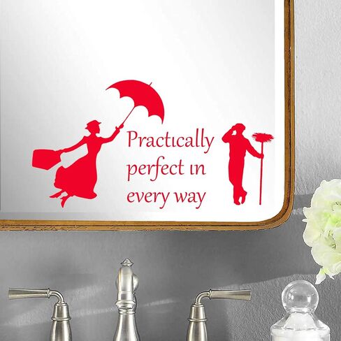 Flying Nanny Silhouette Waterproof Decal - Car Bumper Sticker - Light Switch Sticker - Wall Decal (9cm x 8cm, Red) in Saudi Arabia