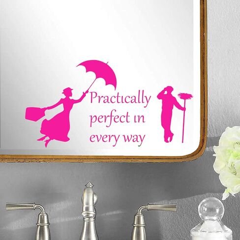 Flying Nanny Silhouette Waterproof Decal - Car Bumper Sticker - Light Switch Sticker - Wall Decal (9cm x 8cm, Red) in Saudi Arabia